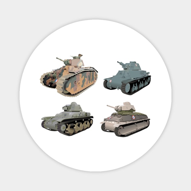 Various French WW2 Tanks Magnet by NorseTech